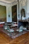 Grand salon of Château d’Attre with its intact original Louis XV furnishings